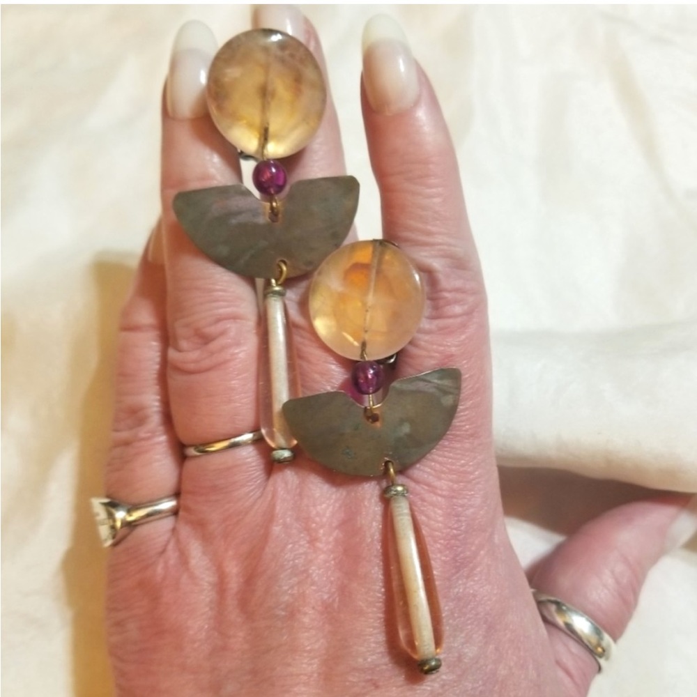 Vintage Designer Jo Marz 2.75” Earrings